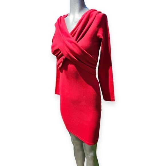 Vintage Yes Red Long Sleeve Mini Dress - Picture 1 of 12